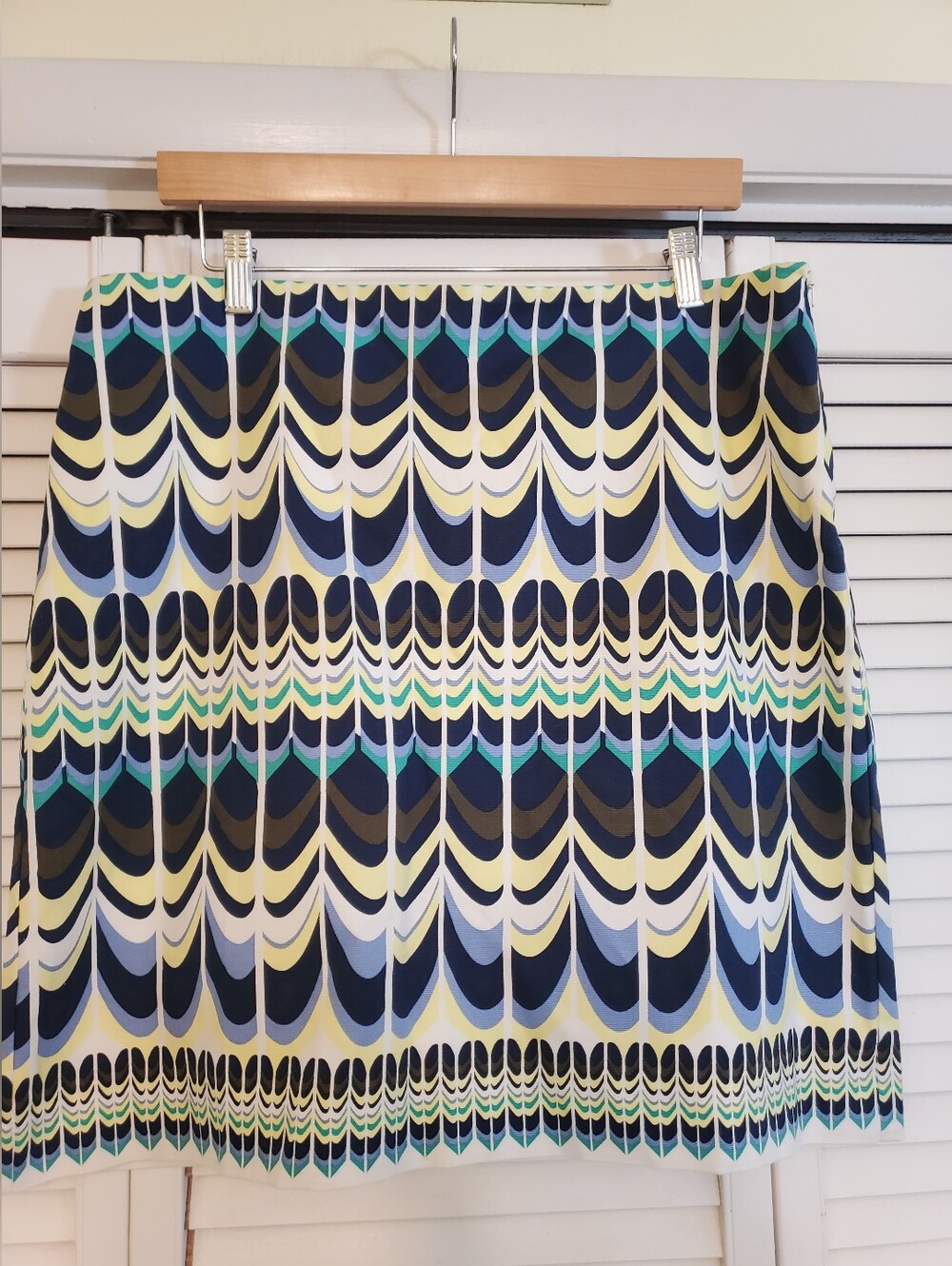 Talbots Multi-colored Geometric Straight Pencil Canvas Skirt NWT, Size 14 Petite